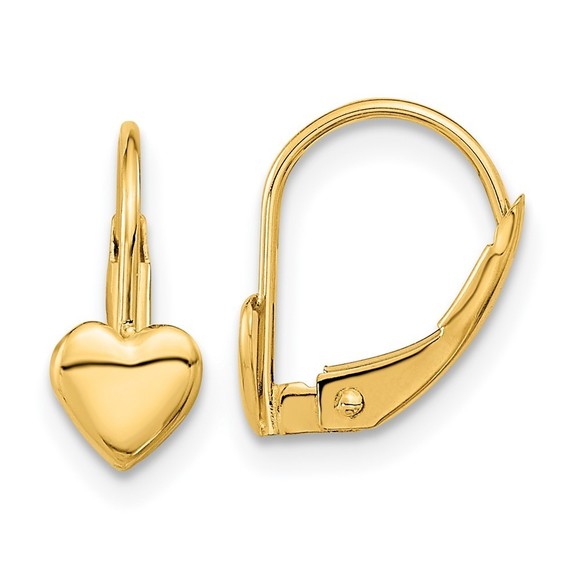 14k Yellow Gold Madi K Children's Kids Girls Jewelry Heart Leverback Earrings - Picture 1 of 5